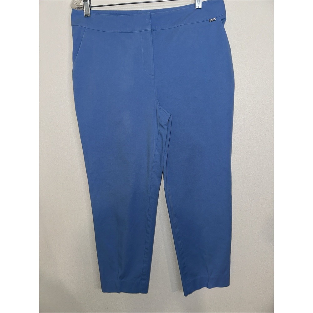 St John Emma Stretch Seersucker Capri  Blue Si‎ Size 8